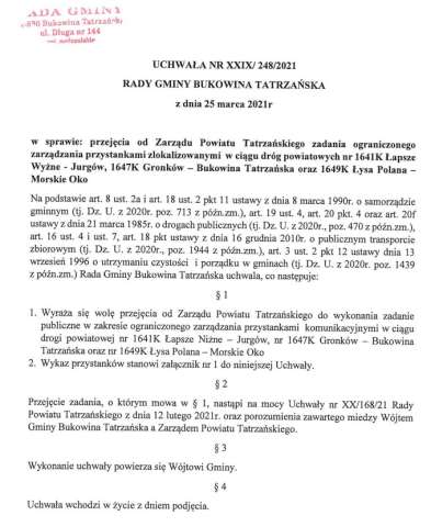 Uchwała nr XXIX /248/2021