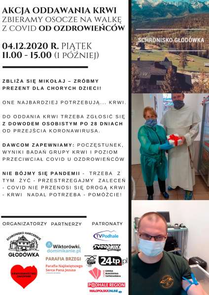 Akcja Oddawania Krwi – Schronisko Głodówka 4 grudnia 2020 r.
