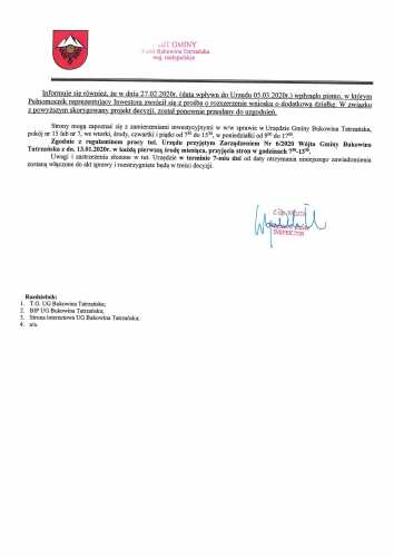 Obwieszczenie Wójta Gminy Bukowina Tatrzańska BUA 6730.91.2019 str 1