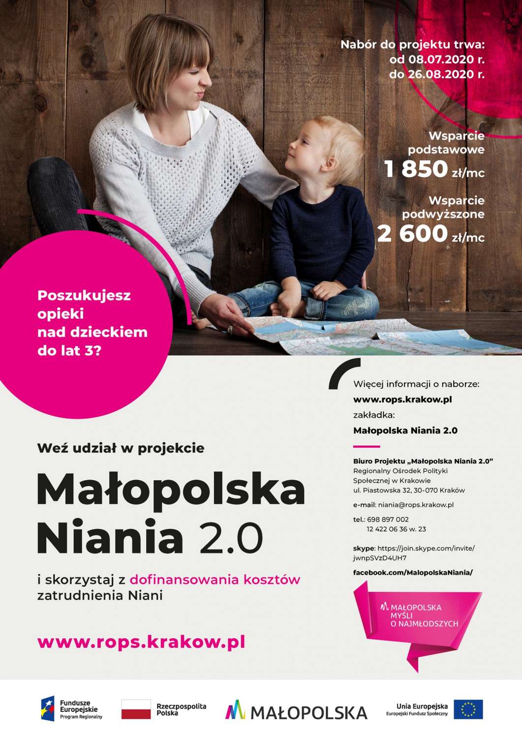 III NABÓR DO PROJEKTU "MAŁOPOLSKA NIANIA 2.0" do 26.08.2020 r.