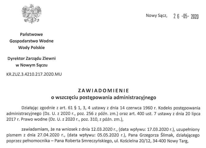 Postępowanie w sprawie udzielenia pozwolenia wodnoprawnego