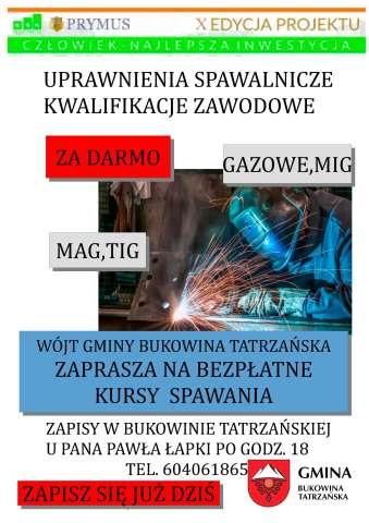 INFORMACJA - bezpłatne szkolenia ze spawania