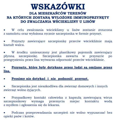 szczepienie lisów wolno żyjących  przeciw wściekliźnie