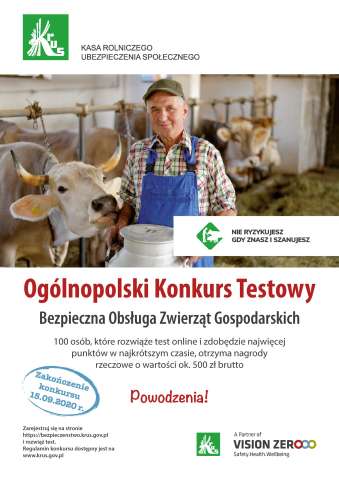 Ogólnopolski konkurs testowy pt. „Bezpieczna Obsługa Zwierząt Gospodarskich"