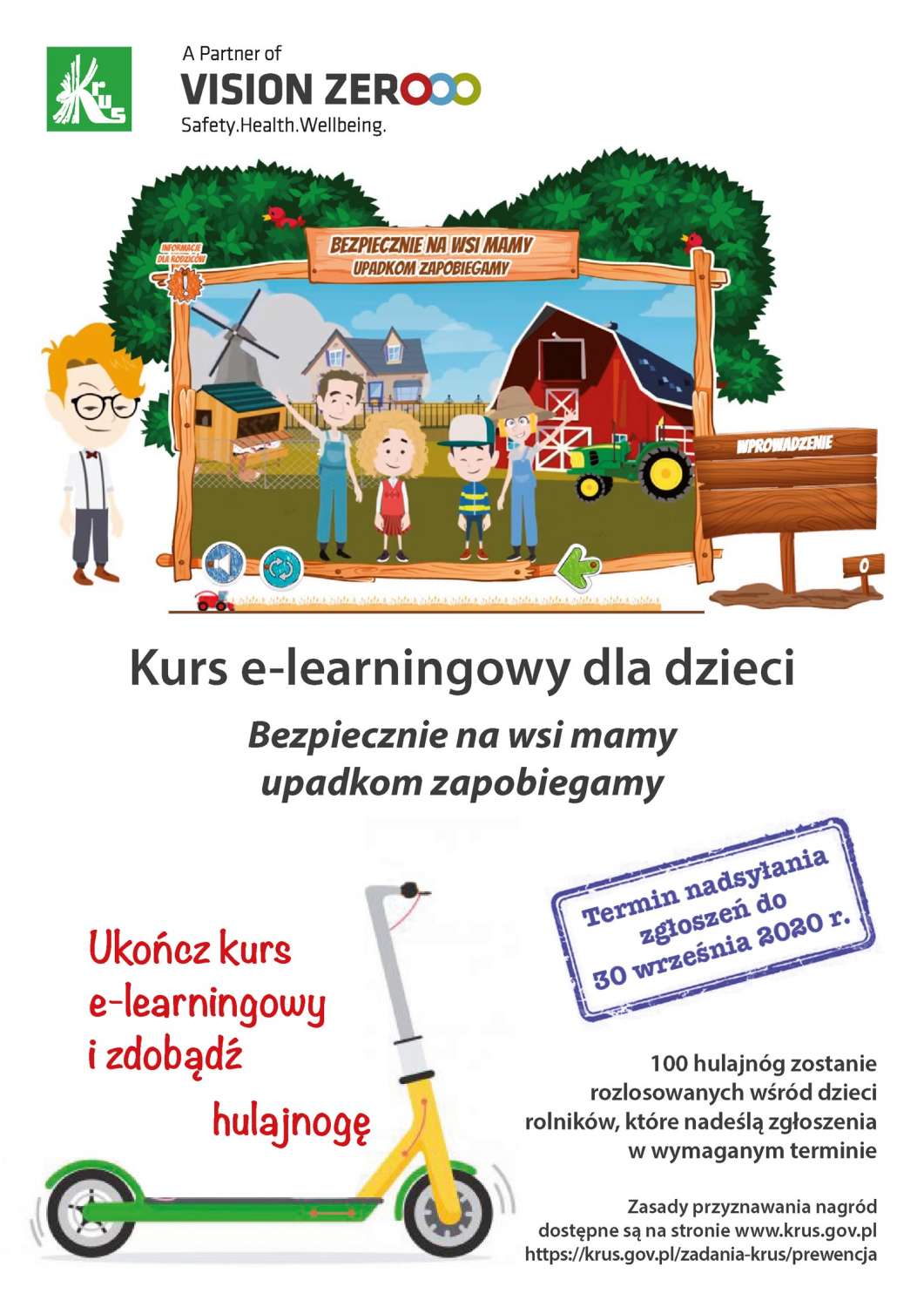 Kurs e-learningowy dla dzieci - Bezpiecznie na wsi mamy - upadkom zapobiegamy